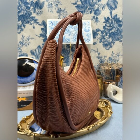 🆕 CULT GAIA 🧿 NWOT Zena Raffia Circular Knotted Shoulder Bag, Woven Brown - Picture 5 of 16